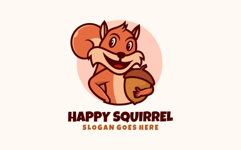 Gelukkig eekhoorn mascotte cartoon logo