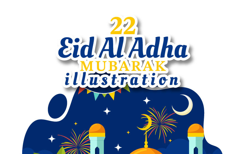 22 Felice Eid Al Adha Mubarak Illustrazione