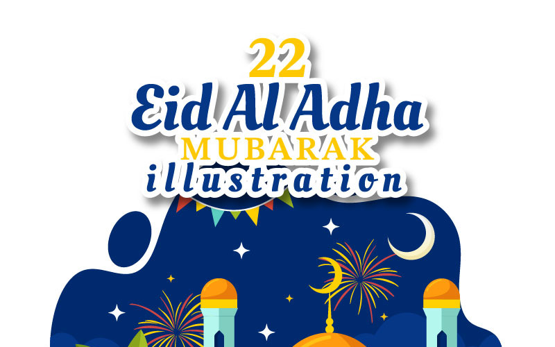 22 Feliz Eid Al Adha Mubarak Ilustração