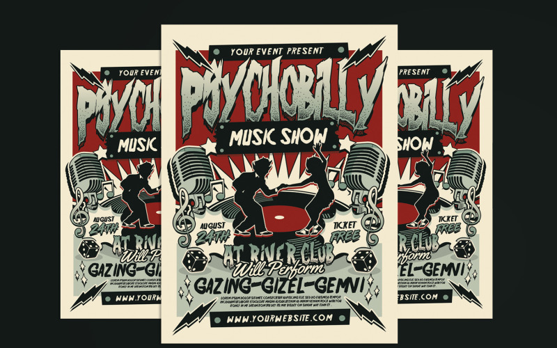 Flyer Musique Rétro Psychobilly Rockabilly
