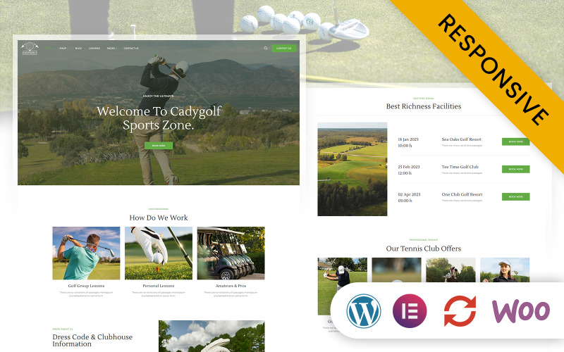 Cadygolf - Golf Sahası ve Spor Kulübü Elementor WordPress Teması