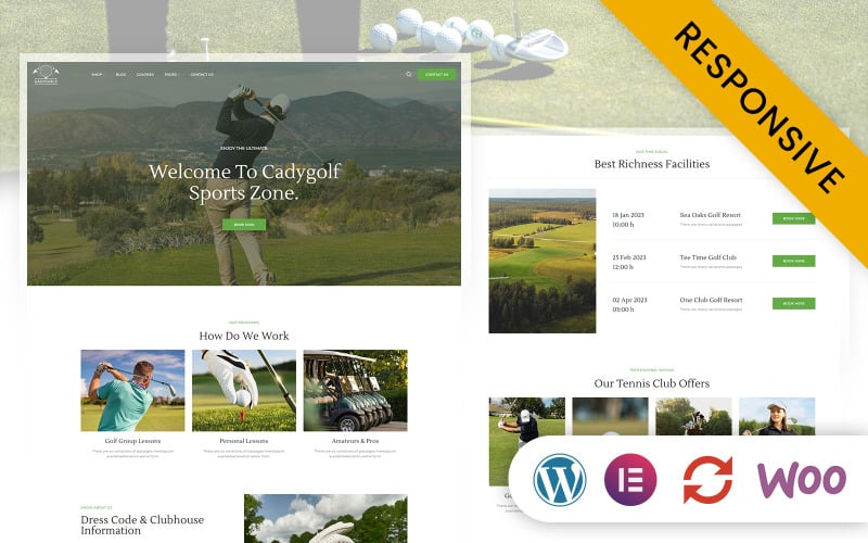 Cadygolf – Golfplatz- und Sportclub-Elementor-WordPress-Theme