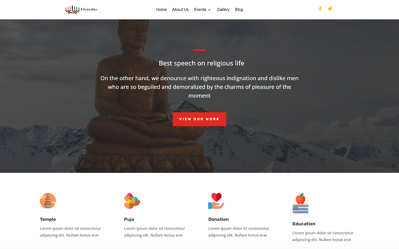Hindu vallási templom templom Wordpress téma