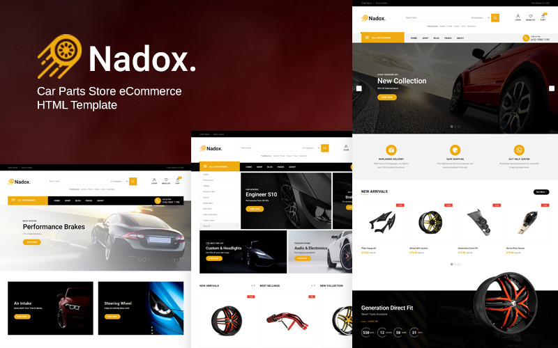 Nadox – šablona HTML pro elektronický obchod obchodu s autodíly