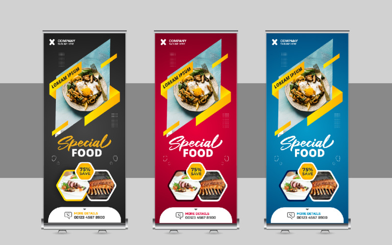 Design de banner de enrolar comida