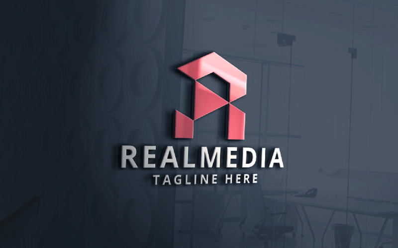 Echte media Letter R-logo sjabloon