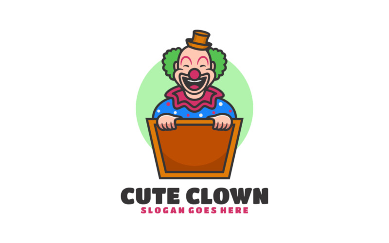 Logo de dessin animé de mascotte de clown mignon