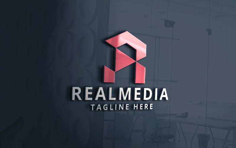 Шаблон логотипа Real Media Letter R
