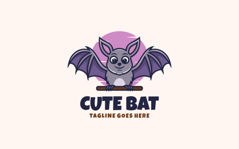 Cute Bat Mascot Cartoon Logo