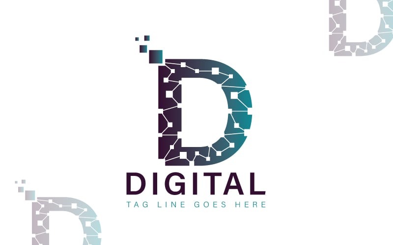 D Letter Logo Sjabloon - Digitaal Logo