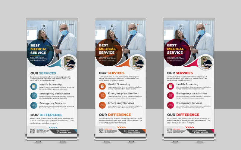 Lékařské rollup nebo zdravotní péče roll up banner design šablony rozložení