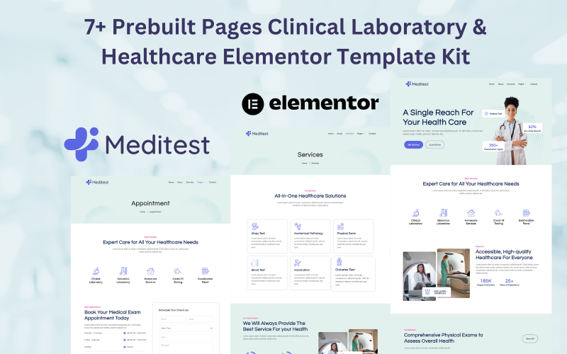 Meditest - Kit di modelli Elementor per laboratorio clinico e assistenza sanitaria