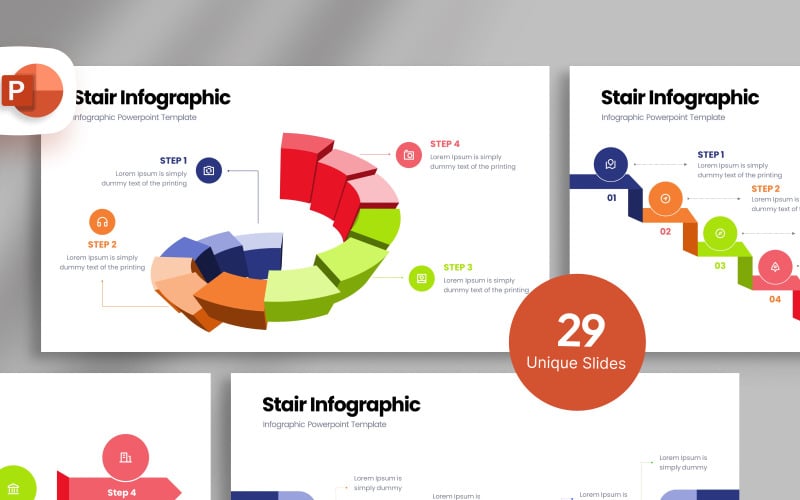 Modèle de présentation d'infographie d'escalier