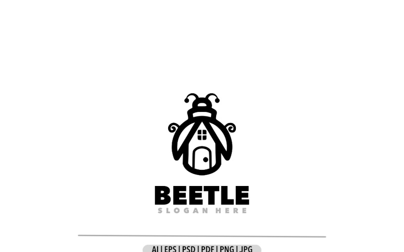 Modello di logo della costruzione della casa dello scarabeo