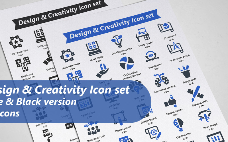 Plantilla de conjunto de iconos de diseño y creatividad