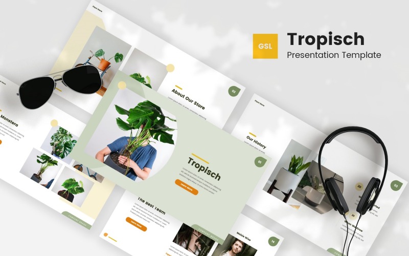 Tropisch — Modèle Google Slides pour magasin de plantes