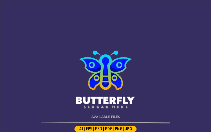 Arte de diseño de logotipo colorido mariposa