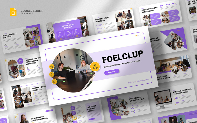 Foelclup - Modèle Google Slides de stratégie de médias sociaux