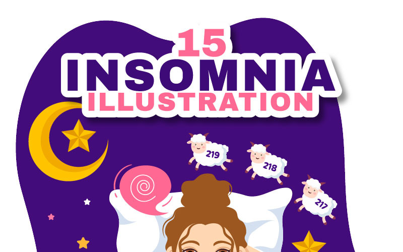 15 ilustración vectorial de insomnio