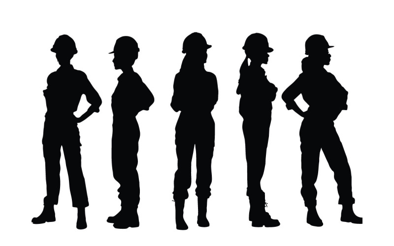 Engenheira e silhueta de trabalhadores