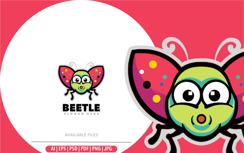 Logotipo simples dos desenhos animados da mascote do besouro