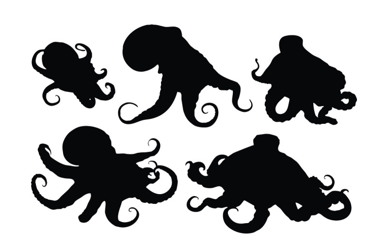 Oktopus mit Tentakeln-Silhouettenbündel