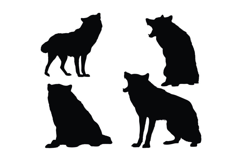 Dangerous wolves silhouette collection
