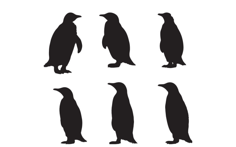 Diseño de vector de colección de silueta de pingüinos