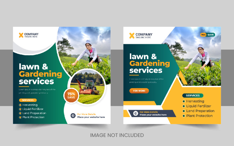 Kreativer Social-Media-Beitrag für ökologische Landwirtschaft oder Rasenpflege-Banner-Layout