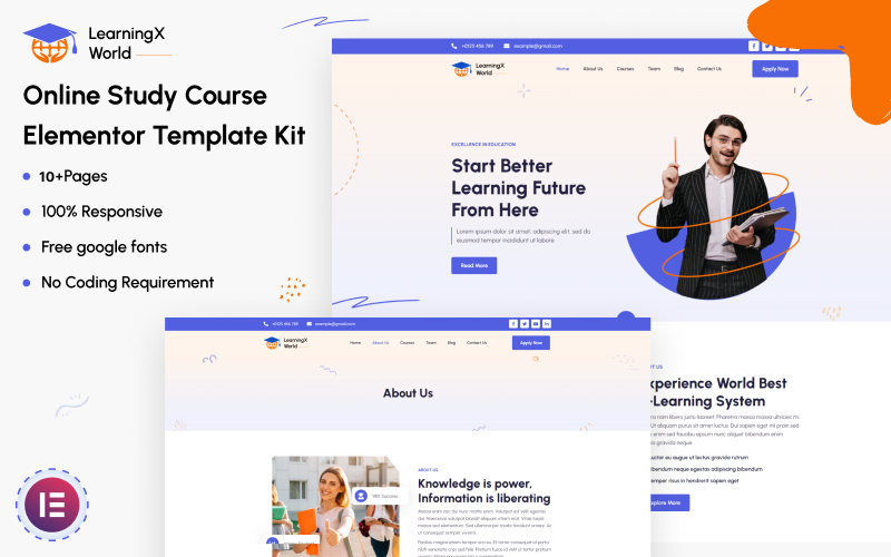 LearningX World - Curso de estudo on-line Kit de modelo Elementor