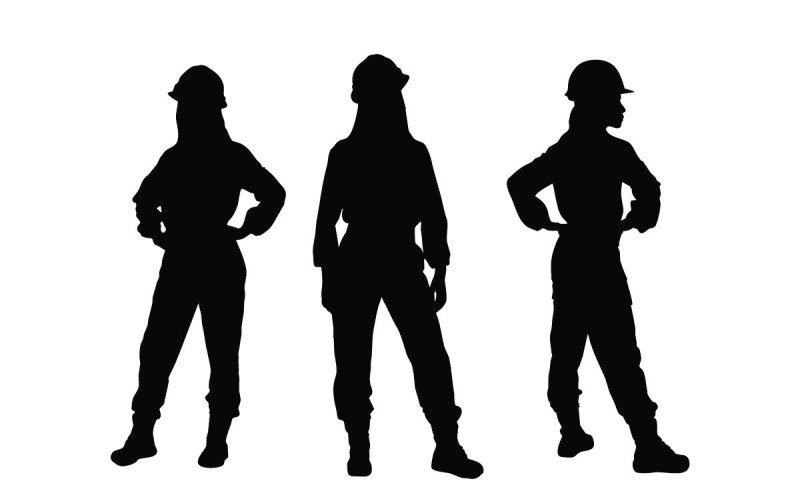 Meisje metselaar en werknemer silhouet vector
