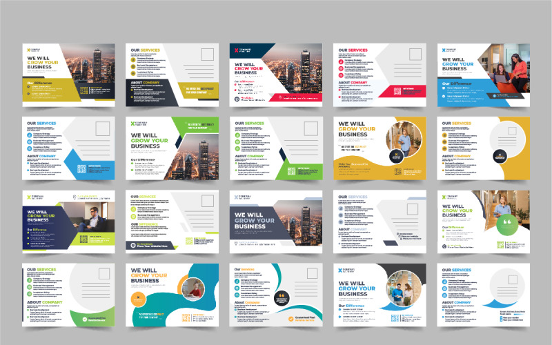 Modèle de carte postale créative ou ensemble de conception de modèle de carte postale eddm d'entreprise