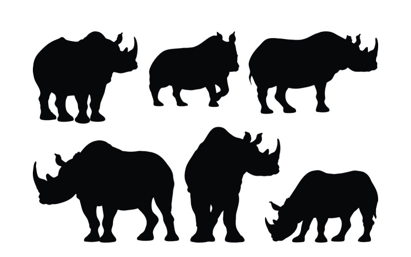 Nashorn-Ganzkörper-Silhouettenpaket