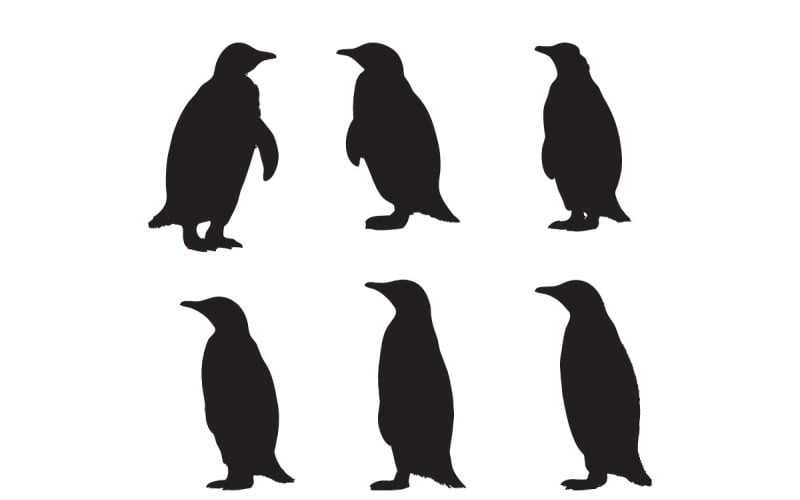 Penguins silhouette collection vector design