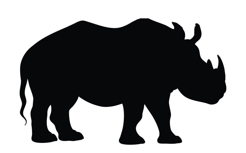 Rhino avec la silhouette debout de grande corne