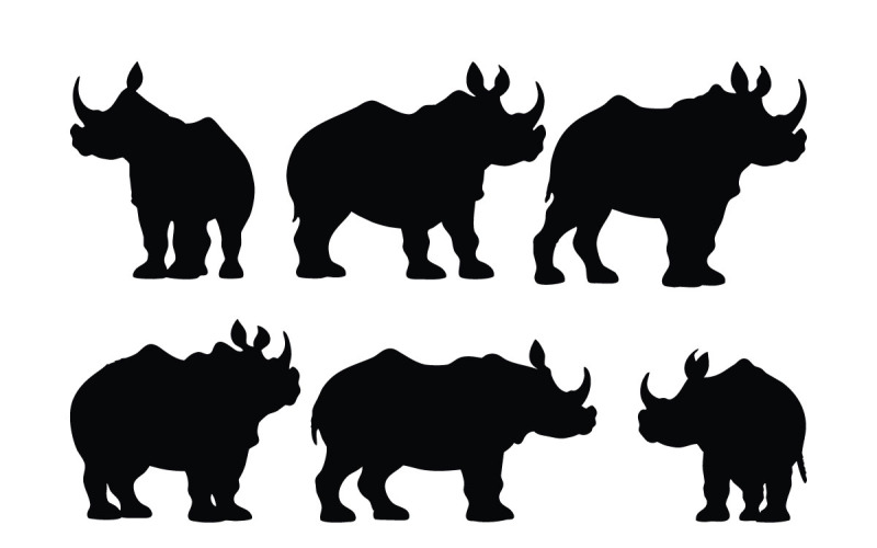 Vecteur de silhouette de corps entier de rhinocéros sauvage