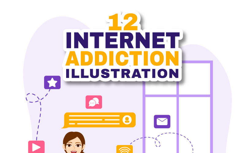 12 网络成瘾矢量图