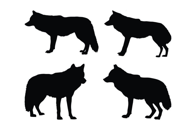 Wolf full body silhouette collection - TemplateMonster