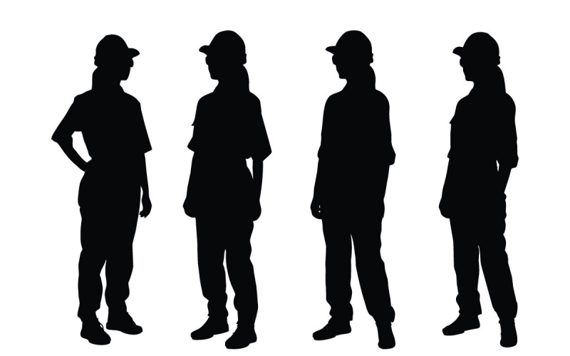 Ingénieur fille debout silhouette vecteur
