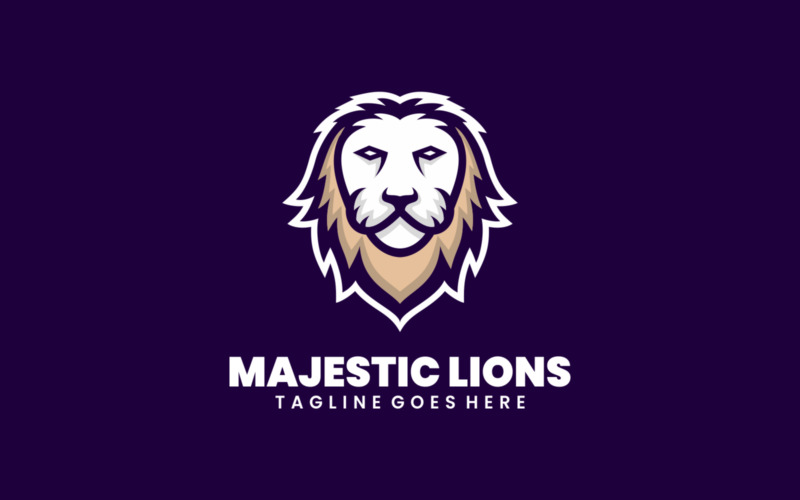 Logo jednoduchého maskota majestátního lva