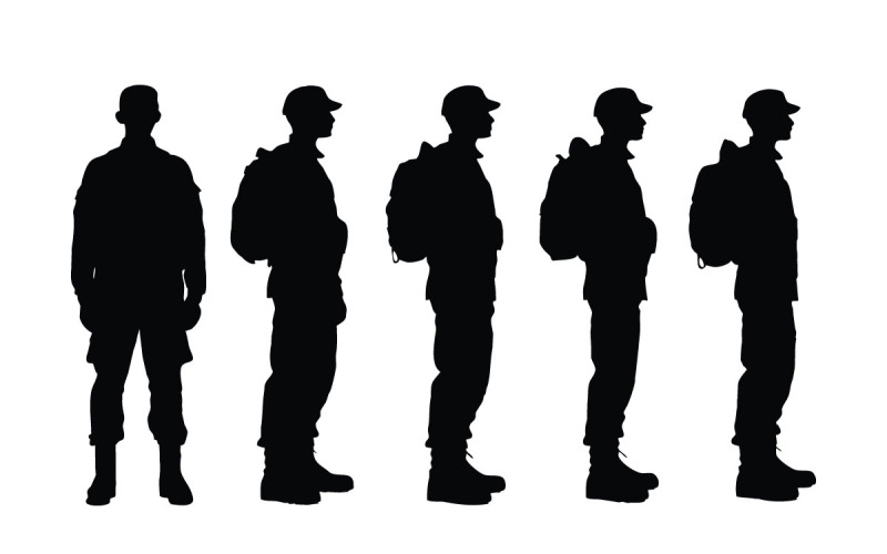 Männliche Infanterie mit anonymen Gesichtern
