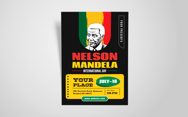 Modello di volantino per Nelson Mandela Day