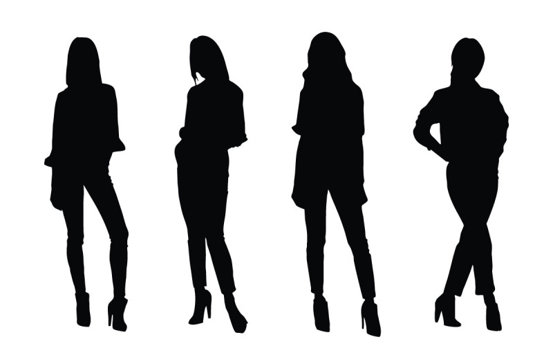 Vecteur de silhouette de filles de modèle de mode