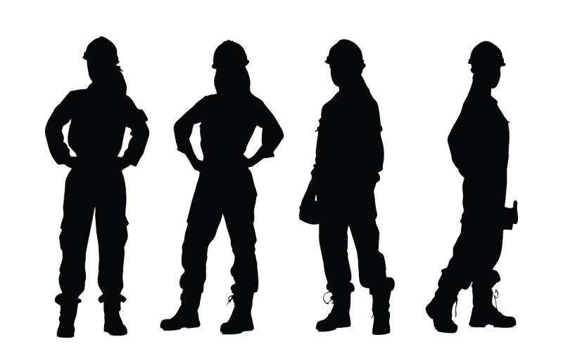 Weibliches Maurer- und Arbeitersilhouettenset