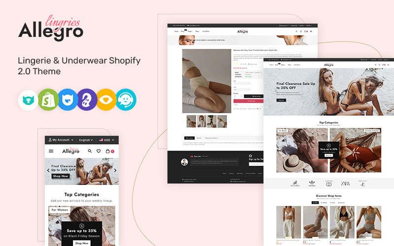 Allegro - Spodní prádlo a spodní prádlo Shopify 2.0 Téma