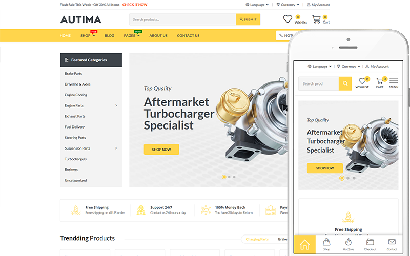 Autima - Auto-accessoires WooCommerce WordPress-thema WooCommerce-thema