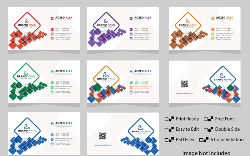 Diseño de tarjeta de presentación en versión de 6 colores: diseño de tarjeta de presentación moderno y de lujo