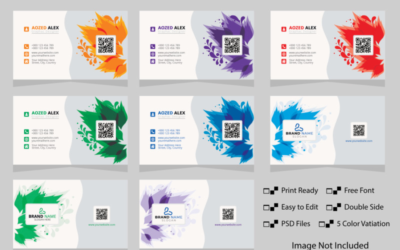 5 цветовая версия Роскошный и современный дизайн визитной карточки