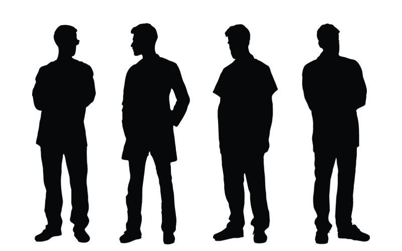 Médicos masculinos de pie vector silueta