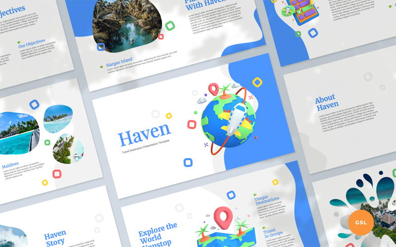 Haven - Modelo de slides do Google para apresentação de destino de viagem